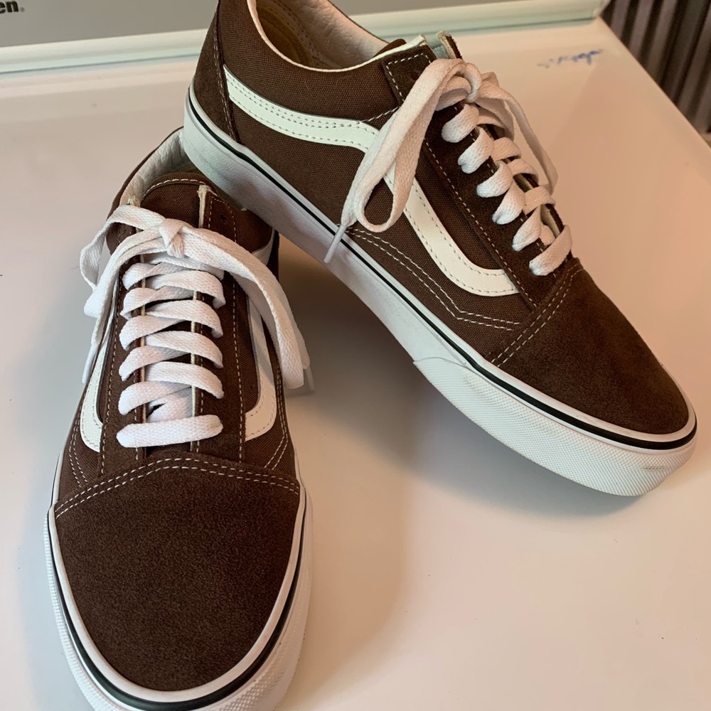 Vans Brown and White Old Skool Sneakers